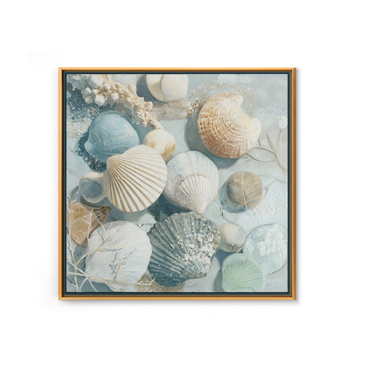 Coastal Shells and Water Study Canvas Print, Medical Office Art, Science Art, Office Decor, Fine Art, Calm, Textured Painting, MOA-1x1-92