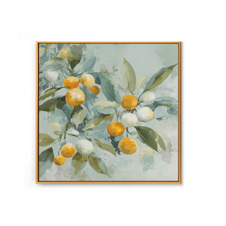 Fresh Citrus and Leaves for Bright Optimism Framed Canvas Print, Medical Office Art, Printable Wall Art, Office Decor, Calm, MOA-1x1-96