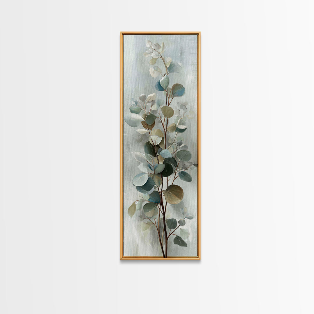 Botanical Eucalyptus Branch Framed Canvas Print, Medical Office Art, Home Decor, Office Decor, Fine Art, Calm, Medical Art, MOA-1x3-15