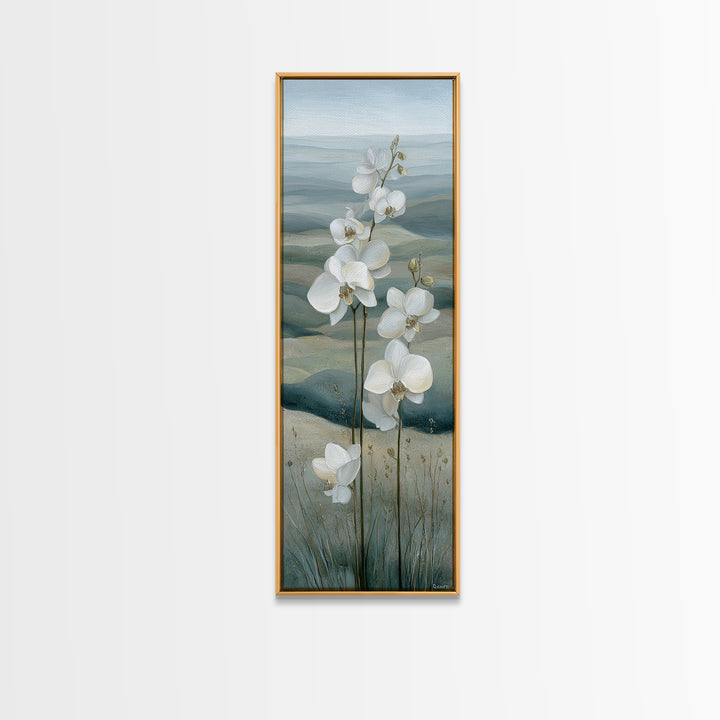 White Orchid on Gray Stone Surface Canvas Print, Medical Office Art, Nurse Wall Art, Office Decor, Fine Art, Calm, Room Decor, MOA-1x3-18