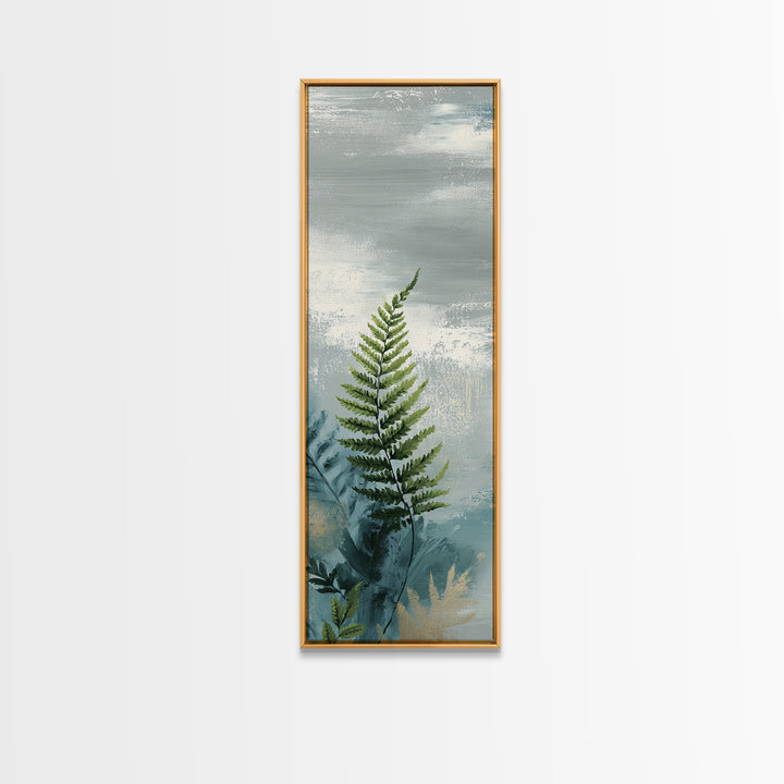Minimal Green Fern Specimen Framed Canvas Print, Medical Office Art, Luxury Decor, Office Decor, Calm, Digital Wall Art, MOA-1x3-20