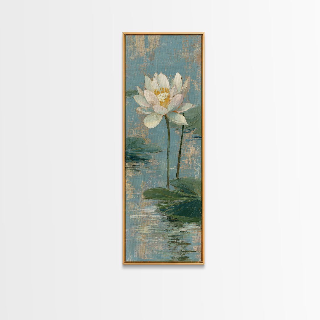 Lotus Flower Floating on Still Water Canvas Print, Medical Office Art, Digital Art, Office Decor, Watercolor Art, Calm, MOA-1x3-23