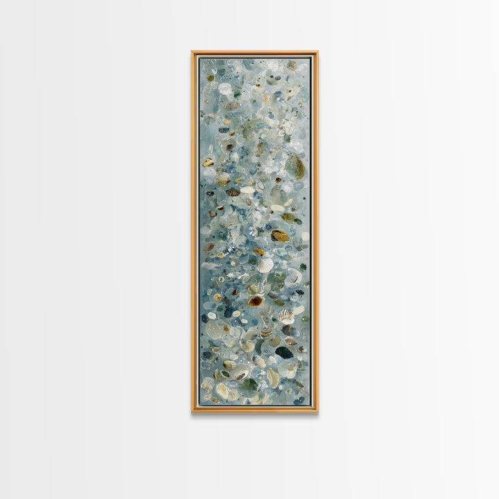 Coastal Shells and Water Study Canvas Print, Medical Office Art, Textured Painting, Office Decor, Calm, Minimalist Art, MOA-1x3-32