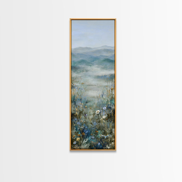 Sunlit Meadow with Wildflowers and Calm Mood Canvas Print, Medical Office Art, Wall Art, Office Decor, Watercolor Art, Calm, MOA-1x3-48