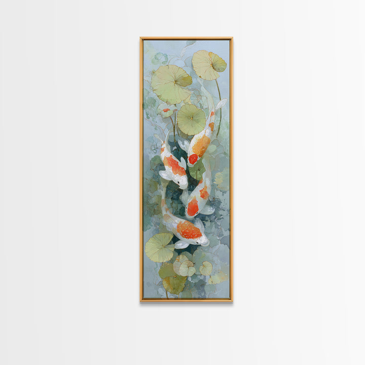 Calm Koi Fish Swimming Through Clear Water Framed Canvas Print, Medical Office Art, School Nurse Art, Office Decor, MOA-1x3-58