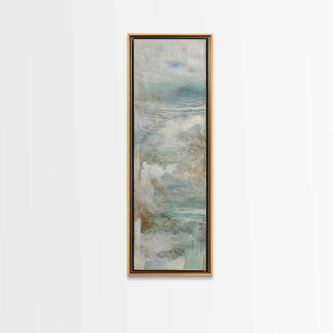 Coastal Shells and Water Study Framed Canvas Print, Medical Office Art, Medical Art, Office Decor, Fine Art, Calm, Biology Art, MOA-1x3-80