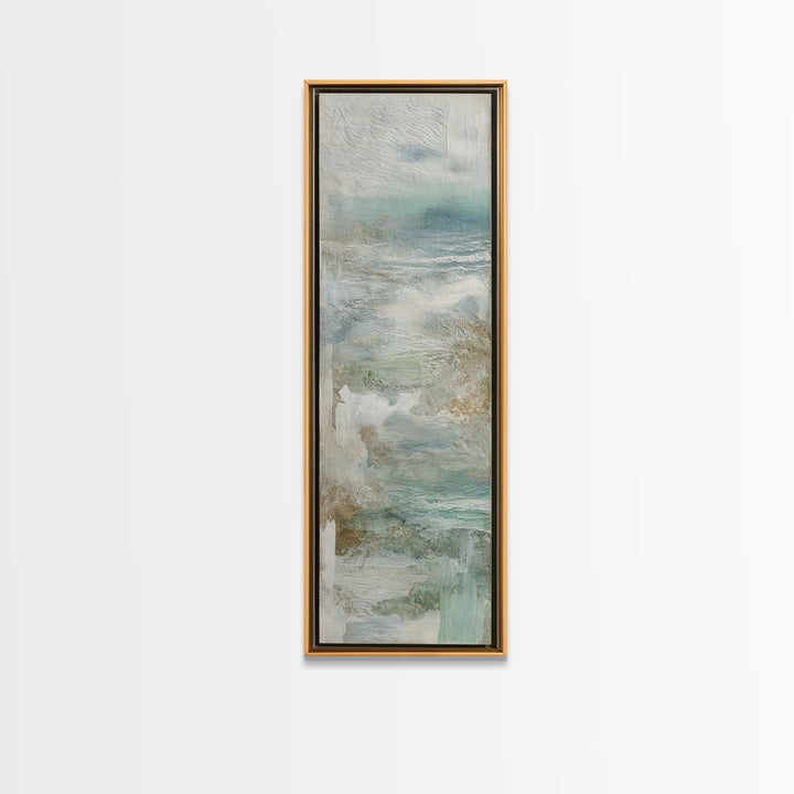 Coastal Shells and Water Study Framed Canvas Print, Medical Office Art, Medical Art, Office Decor, Fine Art, Calm, Biology Art, MOA-1x3-80