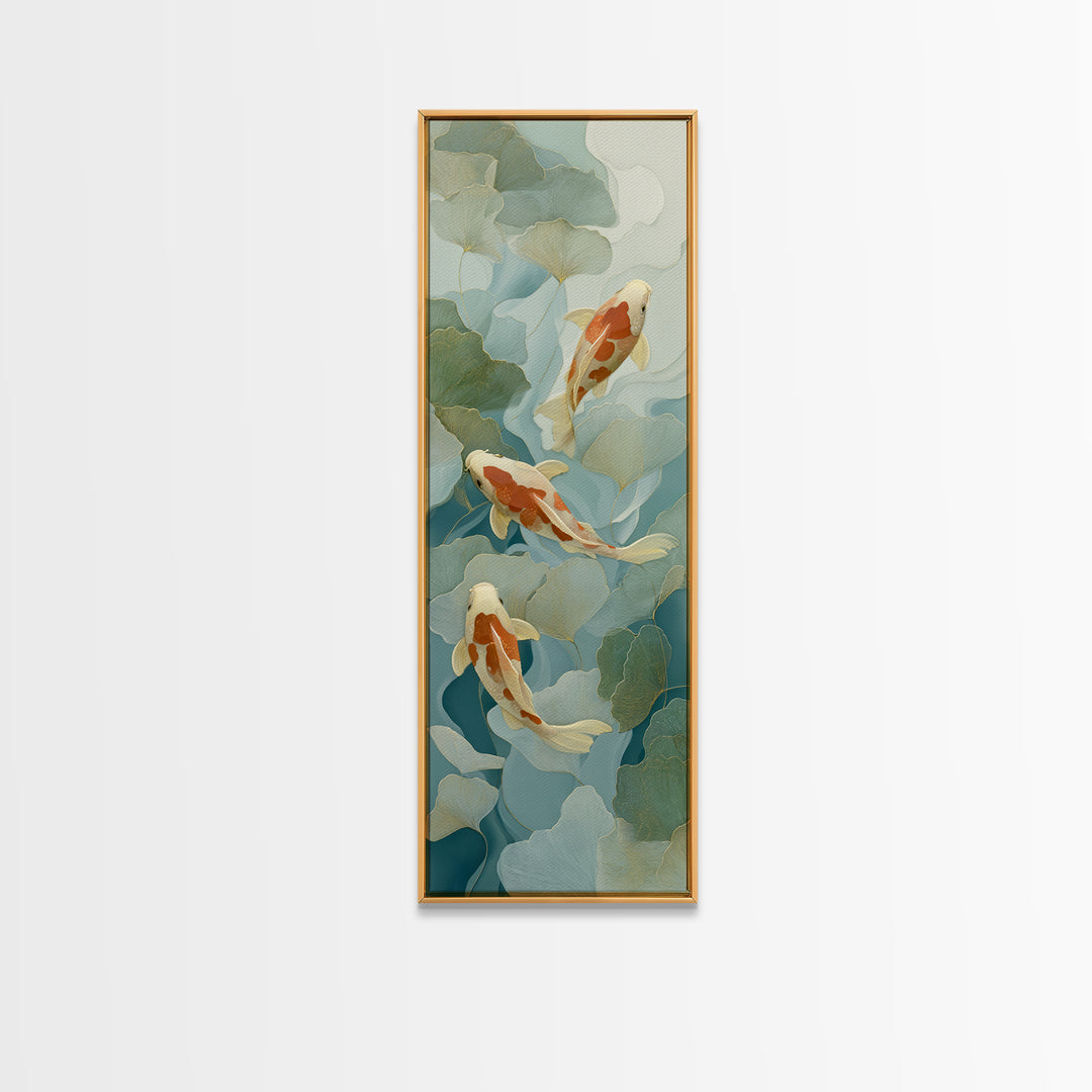 Calm Koi Fish Swimming Through Clear Water Canvas Print, Medical Office Art, Gallery Decor, Office Decor, Oil Painting, Calm, MOA-1x3-82