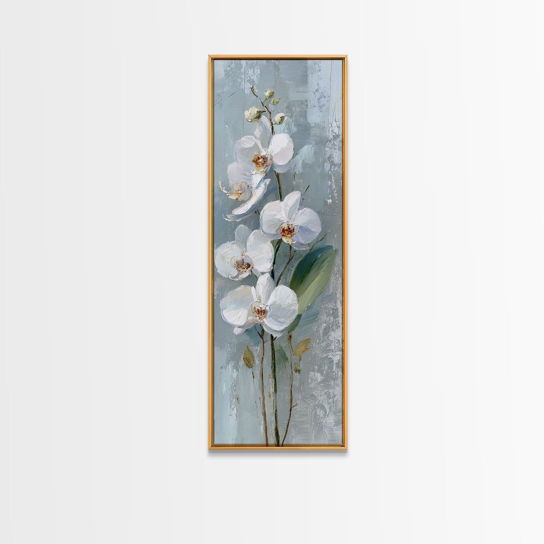 White Orchid on Gray Stone Surface Canvas Print, Medical Office Art, Art Print, Office Decor, Oil Painting, Calm, Printable Art, MOA-1x3-90
