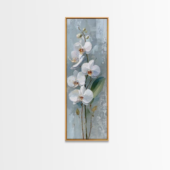 White Orchid on Gray Stone Surface Canvas Print, Medical Office Art, Art Print, Office Decor, Oil Painting, Calm, Printable Art, MOA-1x3-90