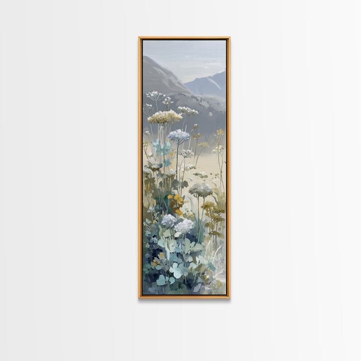Sunlit Meadow with Wildflowers and Calm Mood Framed Canvas Print, Medical Office Art, Brain Poster, Office Decor, Calm, MOA-1x3-96