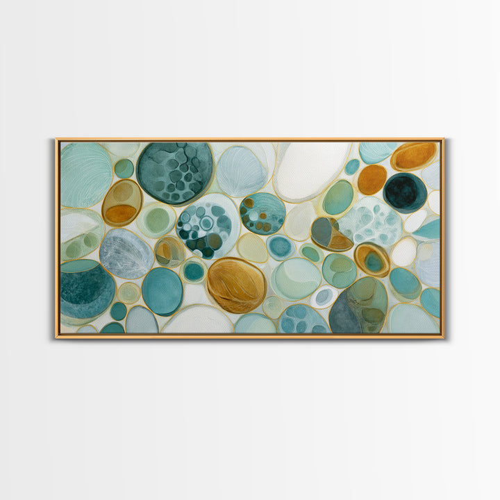 Abstract Cells and Circles as Soothing Pattern Framed Canvas Print, Medical Office Art, Home Decor, Office Decor, Calm, MOA-2x1-1