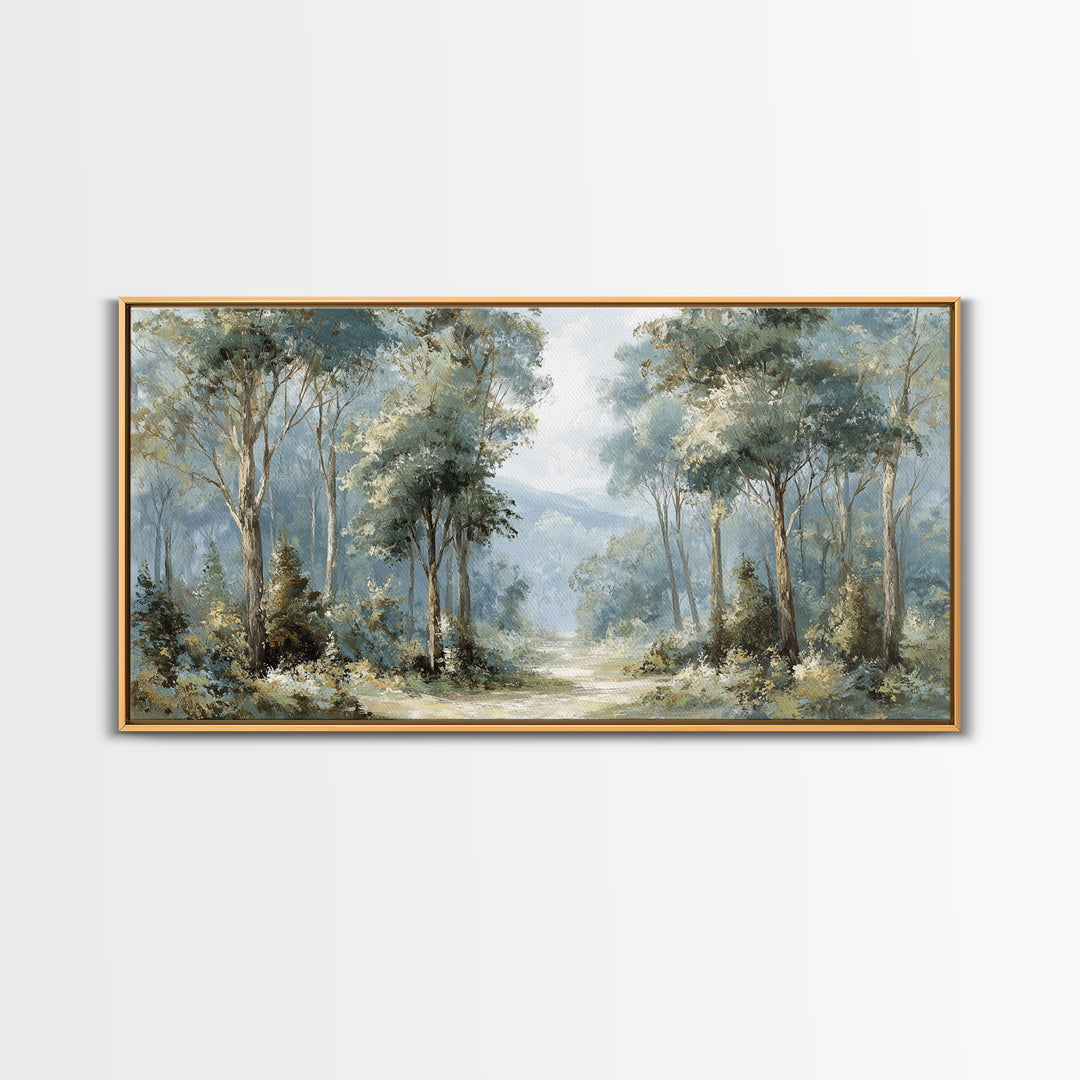Gentle Forest Path Framed Canvas Print, Medical Office Art, Minimalist Decor, Office Decor, Fine Art, Calm, Dental Office Decor, MOA-2x1-13