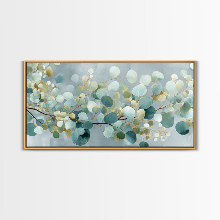 Botanical Eucalyptus Branch Framed Canvas Print, Medical Office Art, Digital Wall Art, Office Decor, Watercolor Art, Calm, MOA-2x1-23