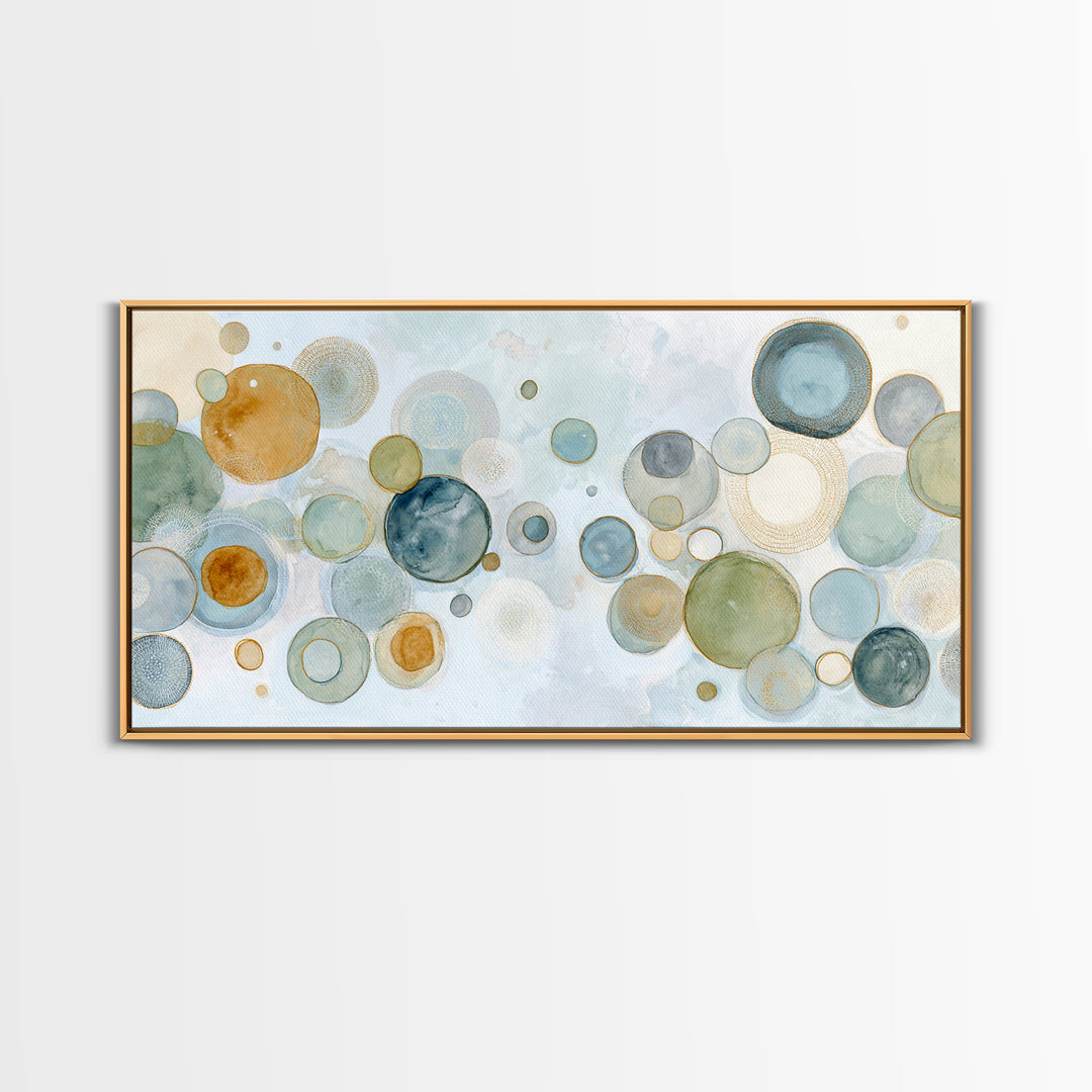 Abstract Cells and Circles as Soothing Pattern Framed Canvas Print, Medical Office Art, Home Decor, Office Decor, Calm, MOA-2x1-25