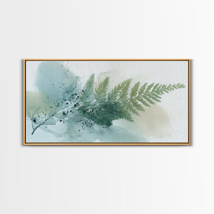 Minimal Green Fern Specimen Framed Canvas Print, Medical Office Art, Minimalist Decor, Office Decor, Calm, Dental Office Decor, MOA-2x1-28