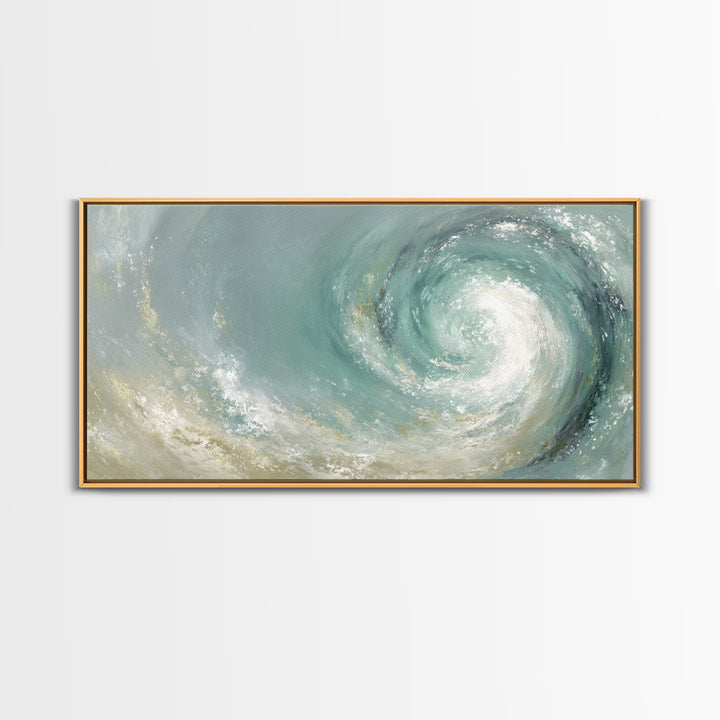Abstract Healing Spiral Framed Canvas Print, Medical Office Art, Office Decor, Abstract Art, Calm, Teal Wall Art, MOA-2x1-35