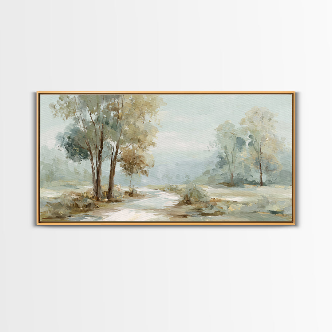 Gentle Forest Path Framed Canvas Print, Medical Office Art, Minimalist Decor, Office Decor, Fine Art, Calm, Dental Office Decor, MOA-2x1-37