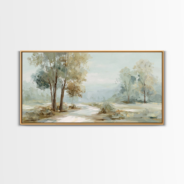 Gentle Forest Path Framed Canvas Print, Medical Office Art, Minimalist Decor, Office Decor, Fine Art, Calm, Dental Office Decor, MOA-2x1-37
