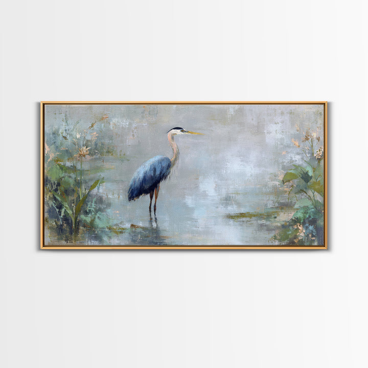 Blue Heron Standing Canvas Print, Medical Office Art, Wall Art, Office Decor, Fine Art, Calm, Printable Card, Medical Art, MOA-2x1-58