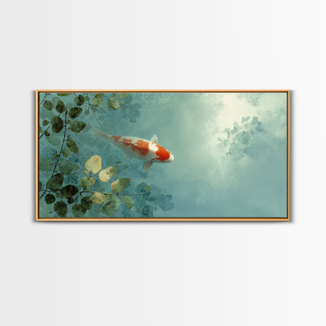 Calm Koi Fish Swimming Through Clear Water Canvas Print, Medical Office Art, Office Decor, Watercolor Art, Calm, MOA-2x1-66