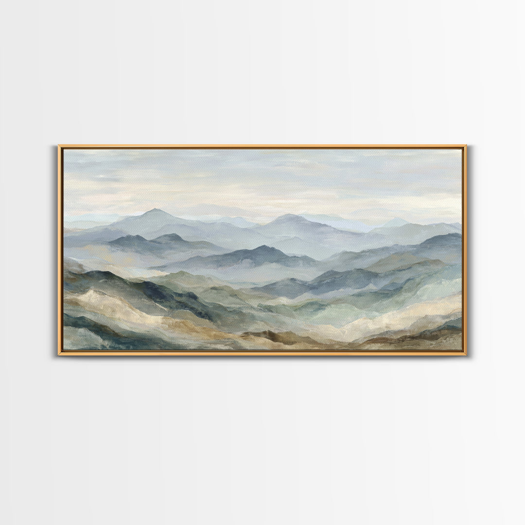 Soft Mountain Landscape Canvas Print, Medical Office Art, Digital Art, Office Decor, Oil Painting, Calm, Medical Decor, MOA-2x1-70