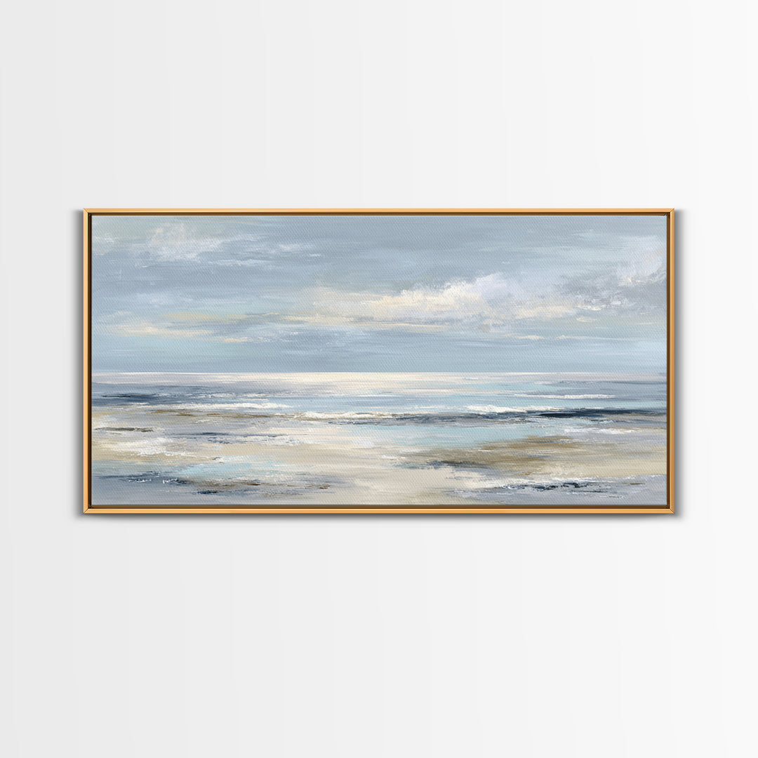 Peaceful Ocean Horizon Framed Canvas Print, Medical Office Art, Minimalist Art, Office Decor, Calm, Educational Poster, MOA-2x1-72