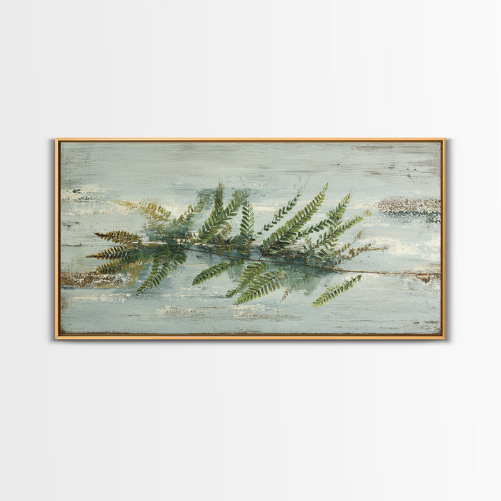Minimal Green Fern Specimen Canvas Print, Medical Office Art, Medical Decor, Office Decor, Fine Art, Calm, Science Art, MOA-2x1-76
