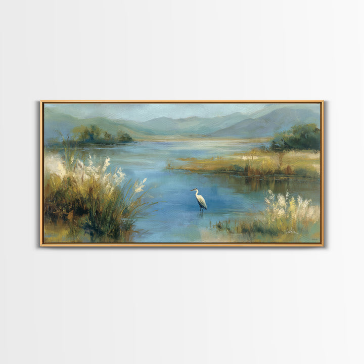 Blue Heron Standing Canvas Print, Medical Office Art, Wall Art, Office Decor, Fine Art, Calm, Printable Card, Medical Art, MOA-2x1-82