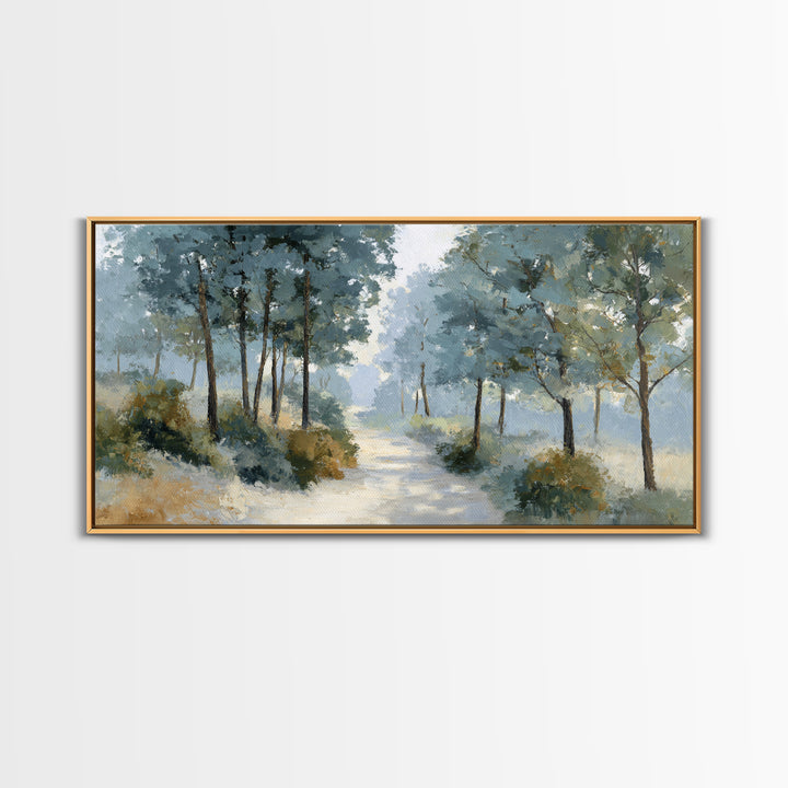 Gentle Forest Path Framed Canvas Print, Medical Office Art, Teal Wall Art, Office Decor, Fine Art, Calm, Anatomy Art, MOA-2x1-85