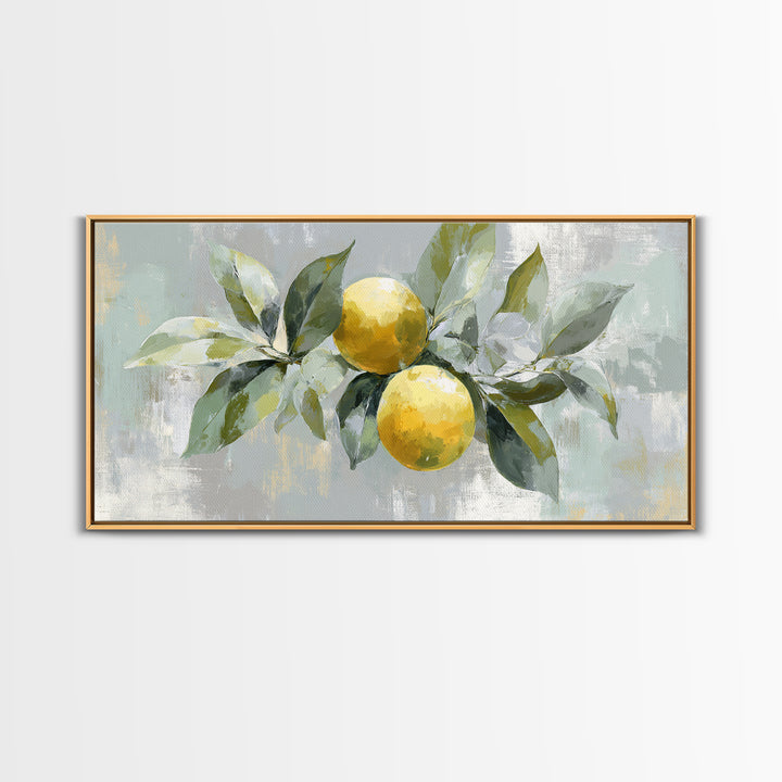 Fresh Citrus and Leaves for Bright Optimism Framed Canvas Print, Medical Office Art, Medical Art, Office Decor, Oil Painting, MOA-2x1-92