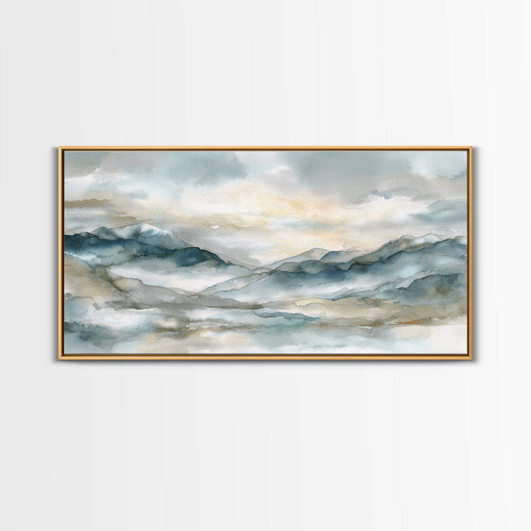 Soft Mountain Landscape Canvas Print, Medical Office Art, Digital Art, Office Decor, Oil Painting, Calm, Medical Decor, MOA-2x1-94