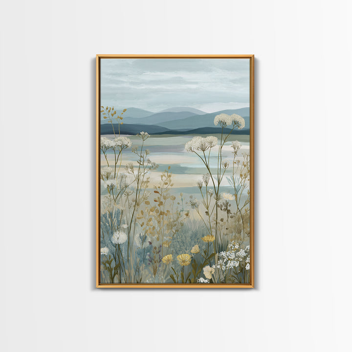 Sunlit Meadow with Wildflowers and Calm Mood Canvas Print, Medical Office Art, Neuroscience Art, Office Decor, Calm, MOA-2x3-44