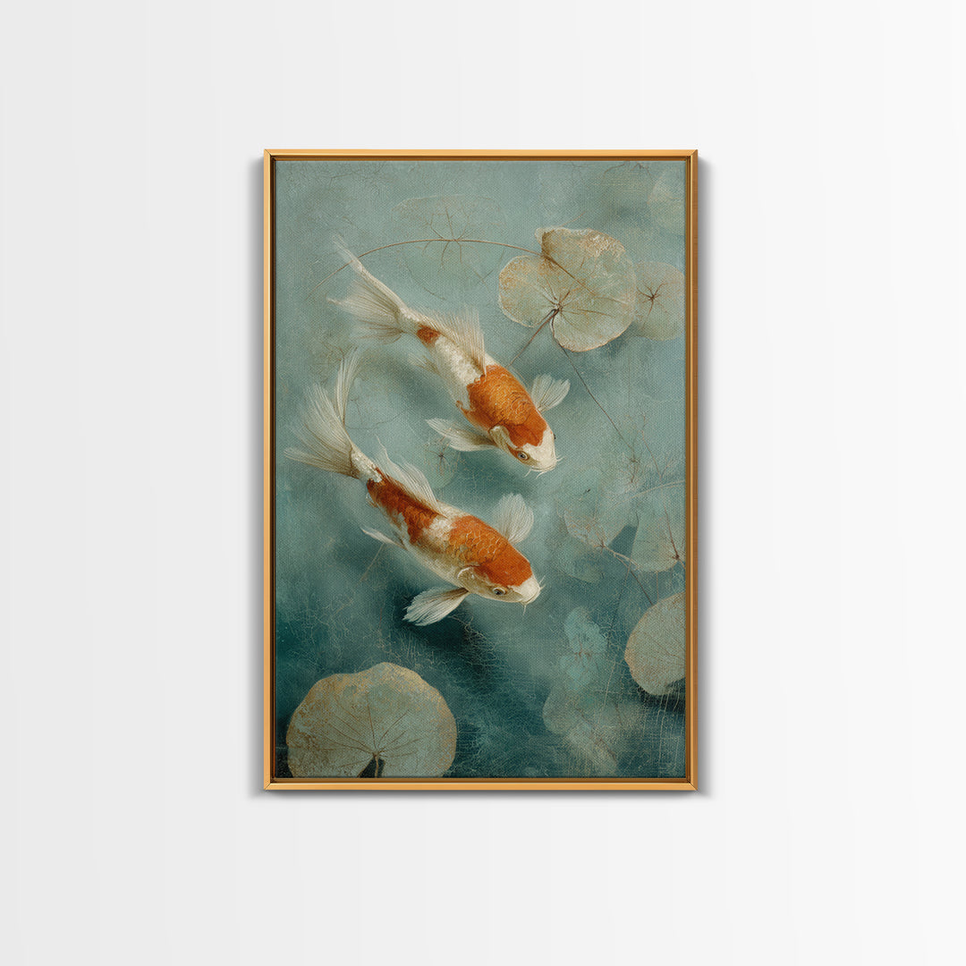 Calm Koi Fish Swimming Through Clear Water Canvas Print, Medical Office Art, Minimalist Decor, Office Decor, Fine Art, Calm, MOA-2x3-54