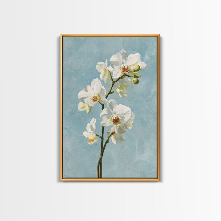 White Orchid on Gray Stone Surface Canvas Print, Medical Office Art, Digital Wall Art, Office Decor, Calm, Healthcare Wall Art, MOA-2x3-62
