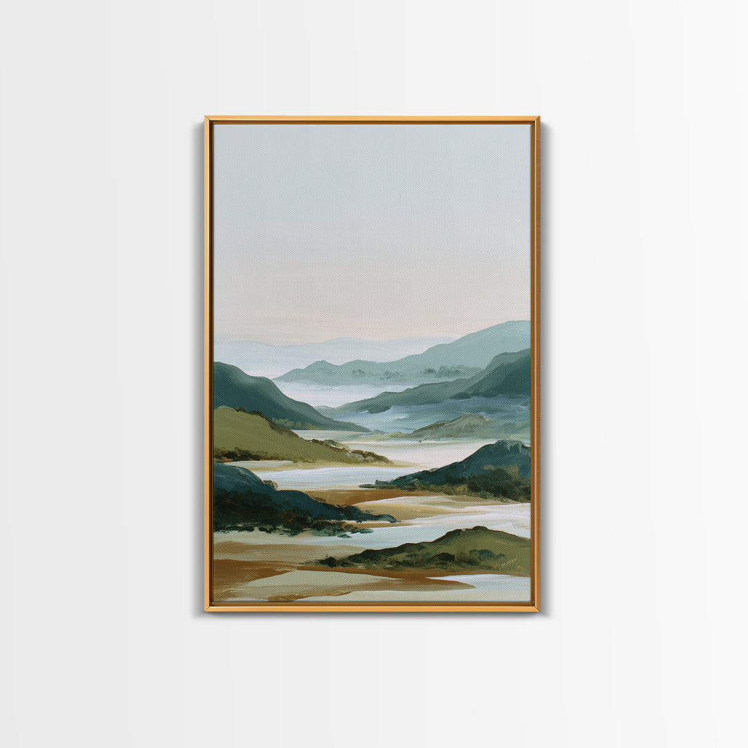 Minimal Sunrise over Rounded Hills Canvas Print, Medical Office Art, Brain Art, Office Decor, Fine Art, Calm, Boho Decor, MOA-2x3-7