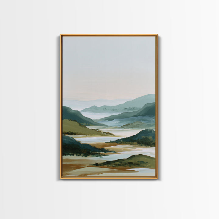 Minimal Sunrise over Rounded Hills Canvas Print, Medical Office Art, Brain Art, Office Decor, Fine Art, Calm, Boho Decor, MOA-2x3-7