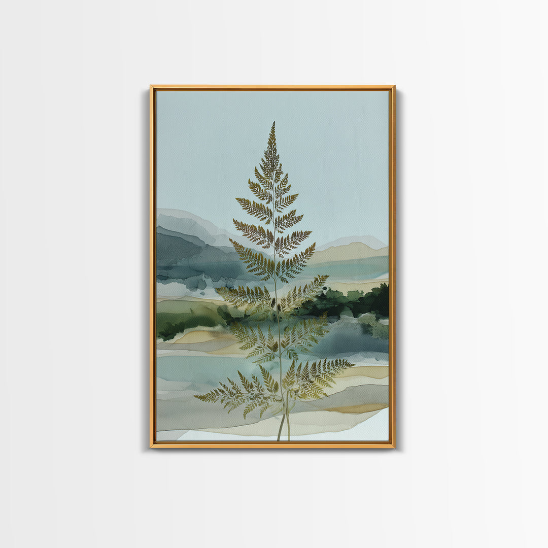Minimal Green Fern Specimen Framed Canvas Print, Medical Office Art, Printable Art, Office Decor, Calm, Medical Wall Art, MOA-2x3-88