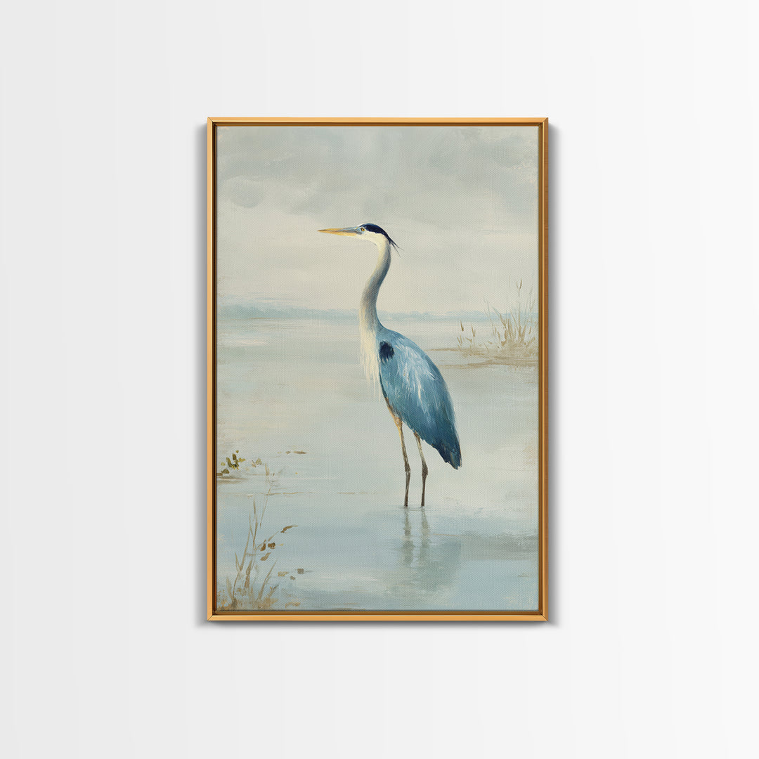 Blue Heron Standing Framed Canvas Print, Medical Office Art, Medical Student Gift, Office Decor, Fine Art, Calm, Anatomy Poster, MOA-2x3-94