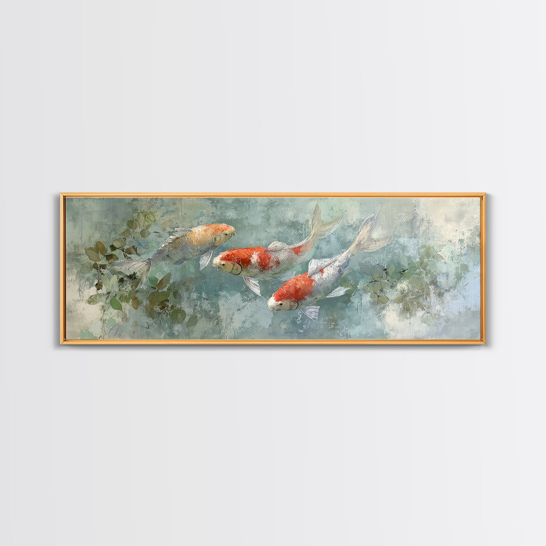 Calm Koi Fish Swimming Through Clear Water Canvas Print, Medical Office Art, Neuroscience Art, Office Decor, Fine Art, Calm, MOA-3x1-14