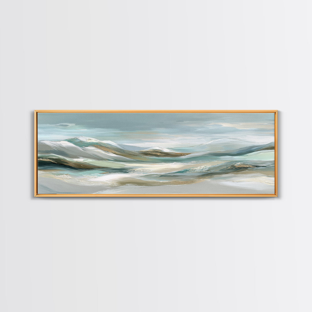 Soft Mountain Landscape Framed Canvas Print, Medical Office Art, Minimalist Art, Office Decor, Calm, Educational Poster, MOA-3x1-18
