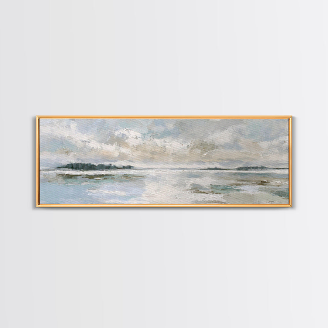 Coastal Shells and Water Study Canvas Print, Medical Office Art, Medical School, Office Decor, Fine Art, Calm, Minimalist Decor, MOA-3x1-36