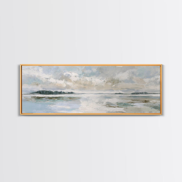 Coastal Shells and Water Study Canvas Print, Medical Office Art, Medical School, Office Decor, Fine Art, Calm, Minimalist Decor, MOA-3x1-36