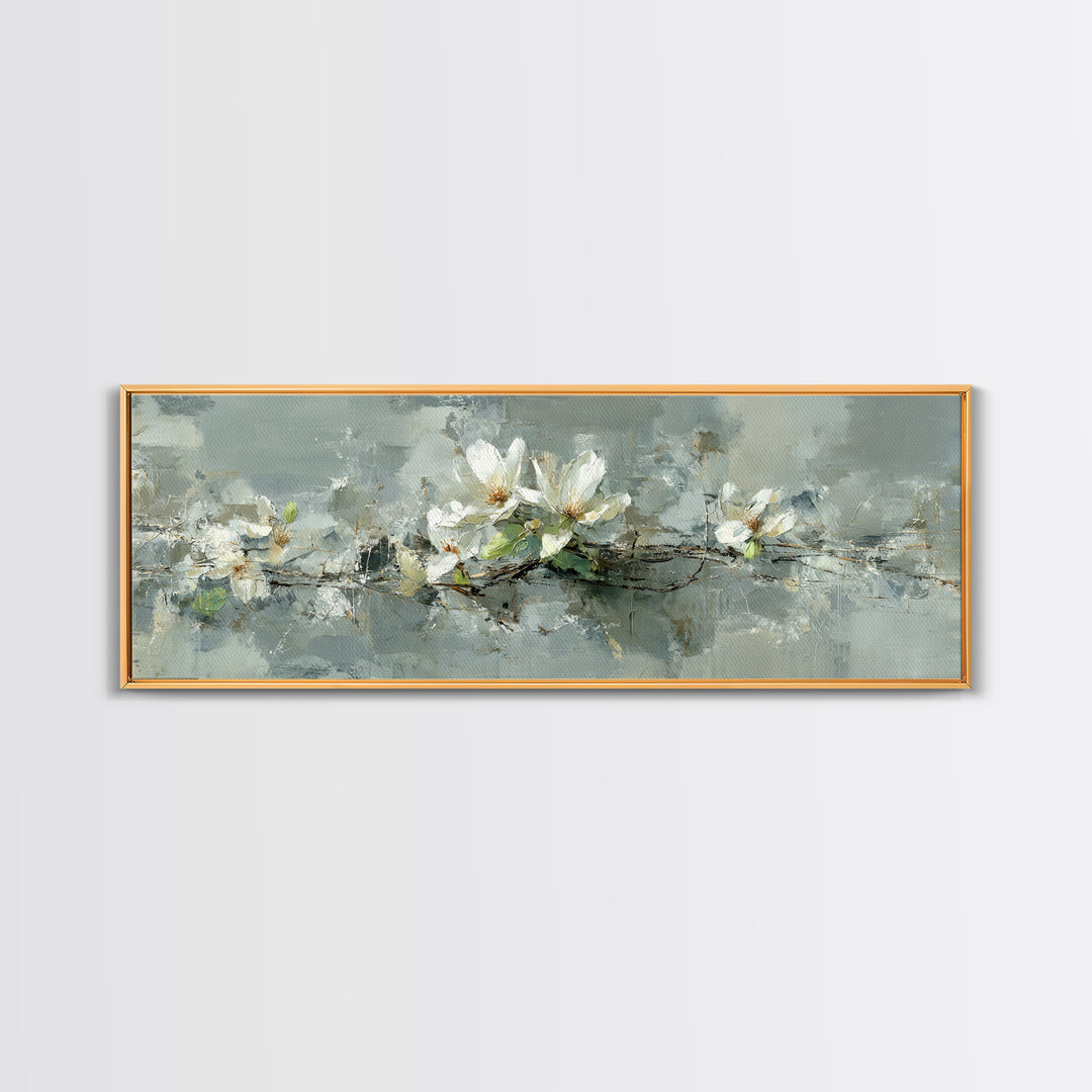 White Orchid on Gray Stone Surface Canvas Print, Medical Office Art, Medical Decor, Office Decor, Fine Art, Calm, Science Art, MOA-3x1-46