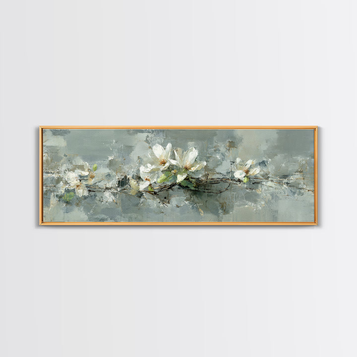 White Orchid on Gray Stone Surface Canvas Print, Medical Office Art, Medical Decor, Office Decor, Fine Art, Calm, Science Art, MOA-3x1-46