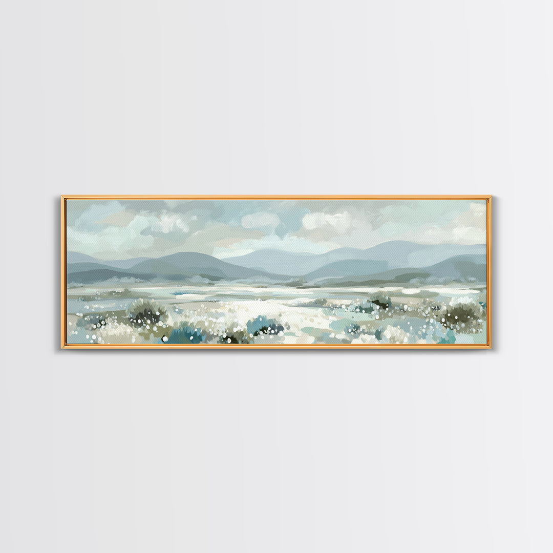 Sunlit Meadow with Wildflowers and Calm Mood Framed Canvas Print, Medical Office Art, Room Decor, Office Decor, Fine Art, Calm, MOA-3x1-52