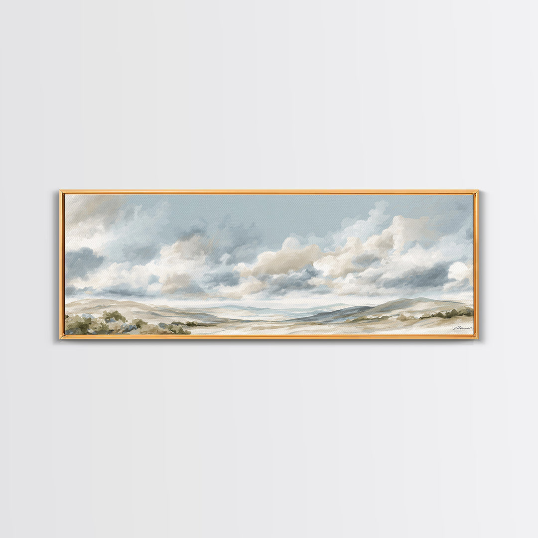 Large Neutral Landscape Framed Canvas Print, Medical Office Art, Textured Painting, Office Decor, Oil Painting, Calm, MOA-3x1-56