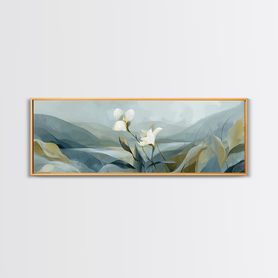 White Orchid on Gray Stone Surface Canvas Print, Medical Office Art, Art Print, Office Decor, Oil Painting, Calm, Printable Art, MOA-3x1-70