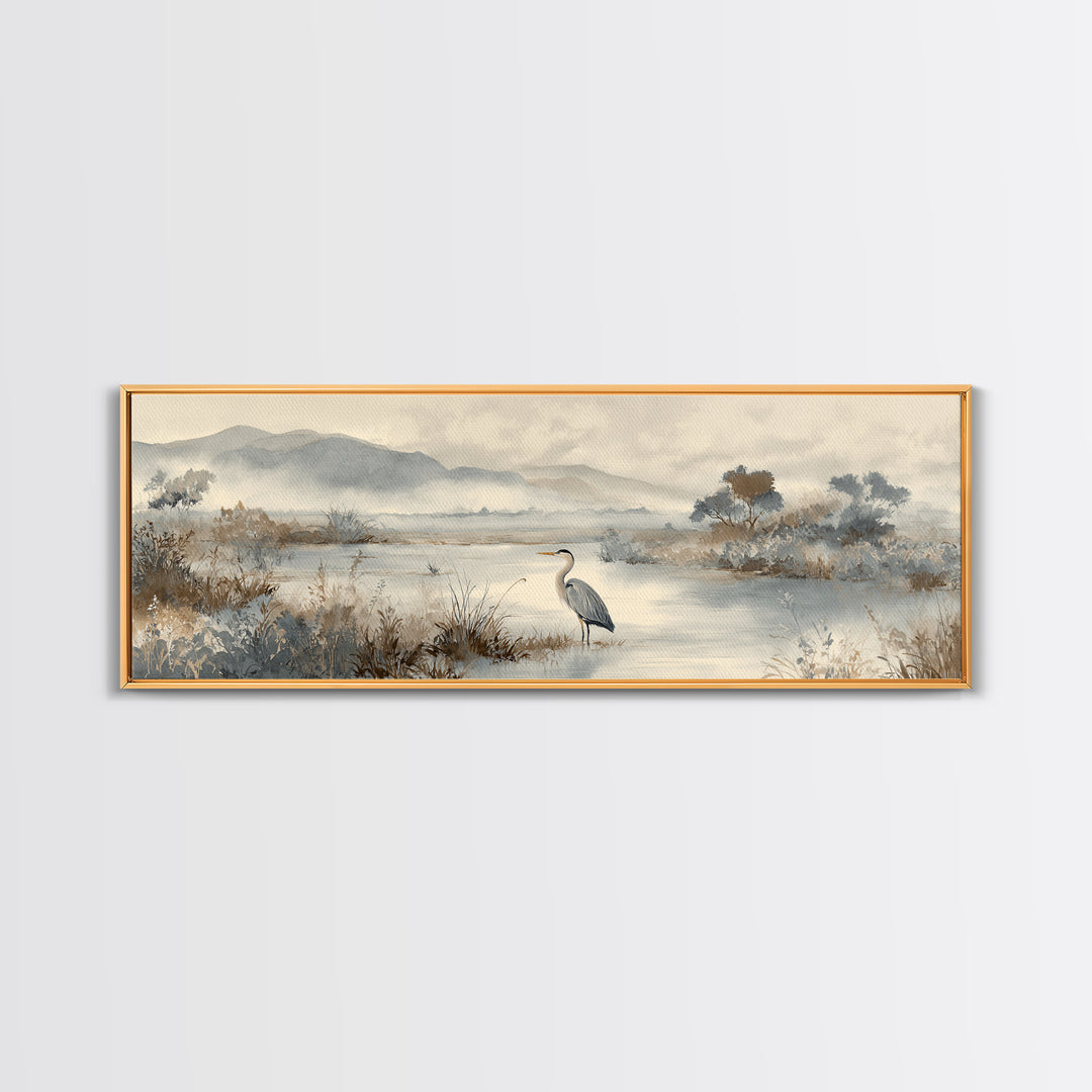 Blue Heron Standing Canvas Print, Medical Office Art, Wall Decor, Office Decor, Fine Art, Calm, Medical Office Decor, MOA-3x1-78