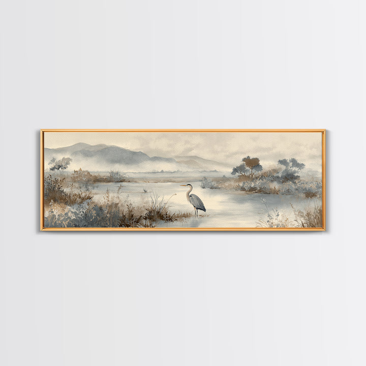 Blue Heron Standing Canvas Print, Medical Office Art, Wall Decor, Office Decor, Fine Art, Calm, Medical Office Decor, MOA-3x1-78